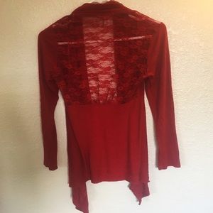 Open Front Lace Back Cardigan